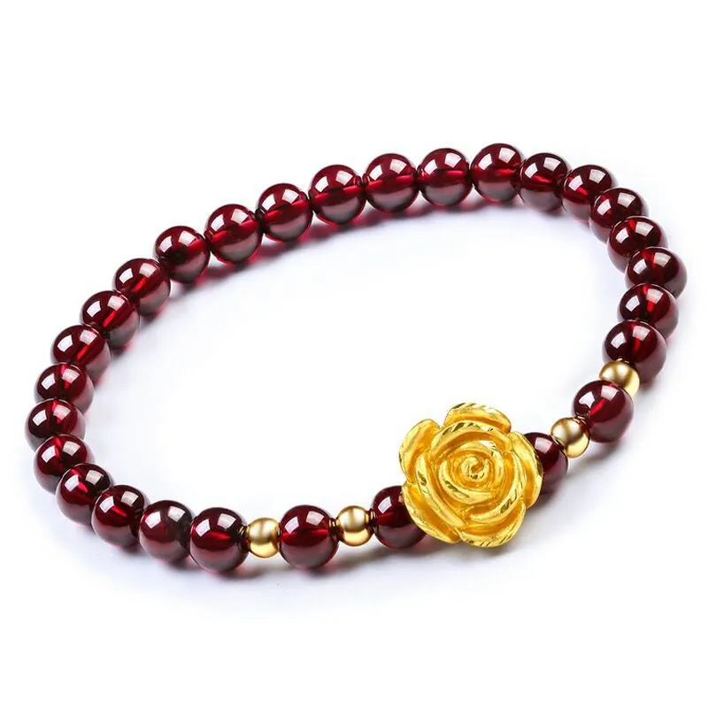 YJX01 garnet pixiu bracelet single ring couple models multi-layer rose pixiu bracelet new263y