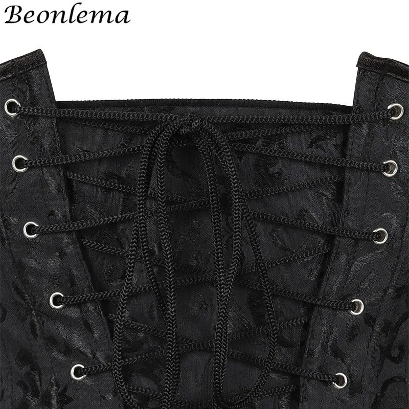 Beonlema Women Kości stalowe Cincher Corset Talia Schotek podbust Fajas Steampunk Akcesoria Femme XS3XL Black Bustier J1907019426512