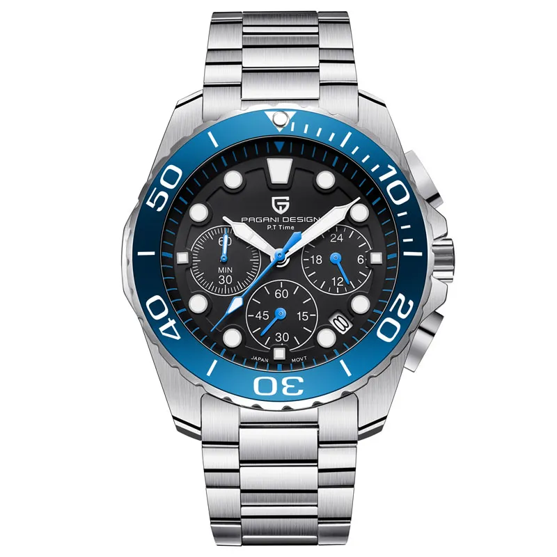 Pagani Design Watch Men Top Chronographステンレス鋼製クォーツ腕時計30m耐水性男性Clock331t