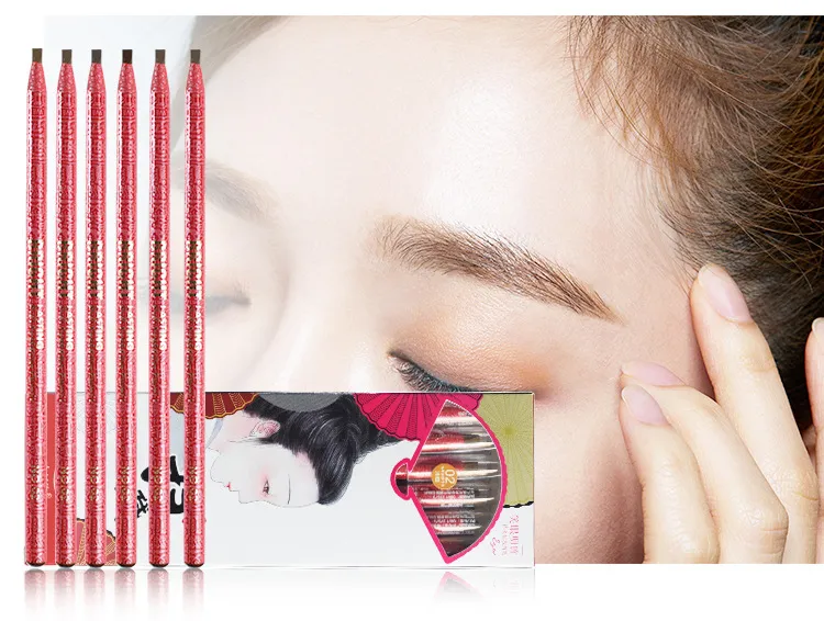 Heißer Chinesischen Stil Augenbrauenstift Make-Up Wasserdicht 6 Farben Augenbrauen Stift Weichen Eyeliner Langlebige Träne Augenbrauen Bleistift