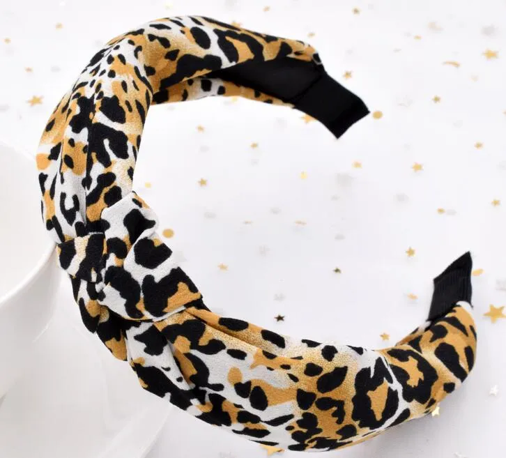 Bohème léopard noeud bandeau dames ethnique géométrique motif léopard noué bandeau personnalisé accessoires de cheveux GB1034207w