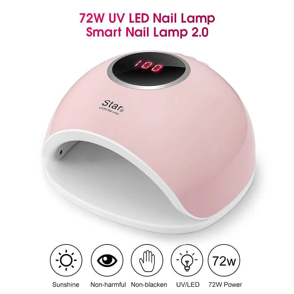 Rohwxy Star 5 72 W LED Secador de Polonês de Gelo Tudo para Manicure Gel Vernish Híbrido UV Nail Lamp J190626