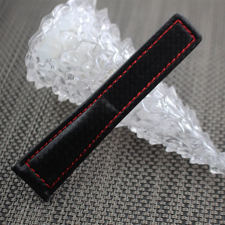 Watch Band Carbon Fiber Watch Strap with Red Stitched Leather Lining Stainless Steel Clasp watchband for Tag301N