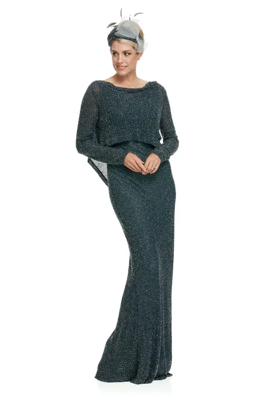 Modest Joyceyoungcollections Jewel Langarm-Backless-Kleid für die Brautmutter mit Jacke, Tüll-Mutterkleid, formelles Abendkleid Gow286u