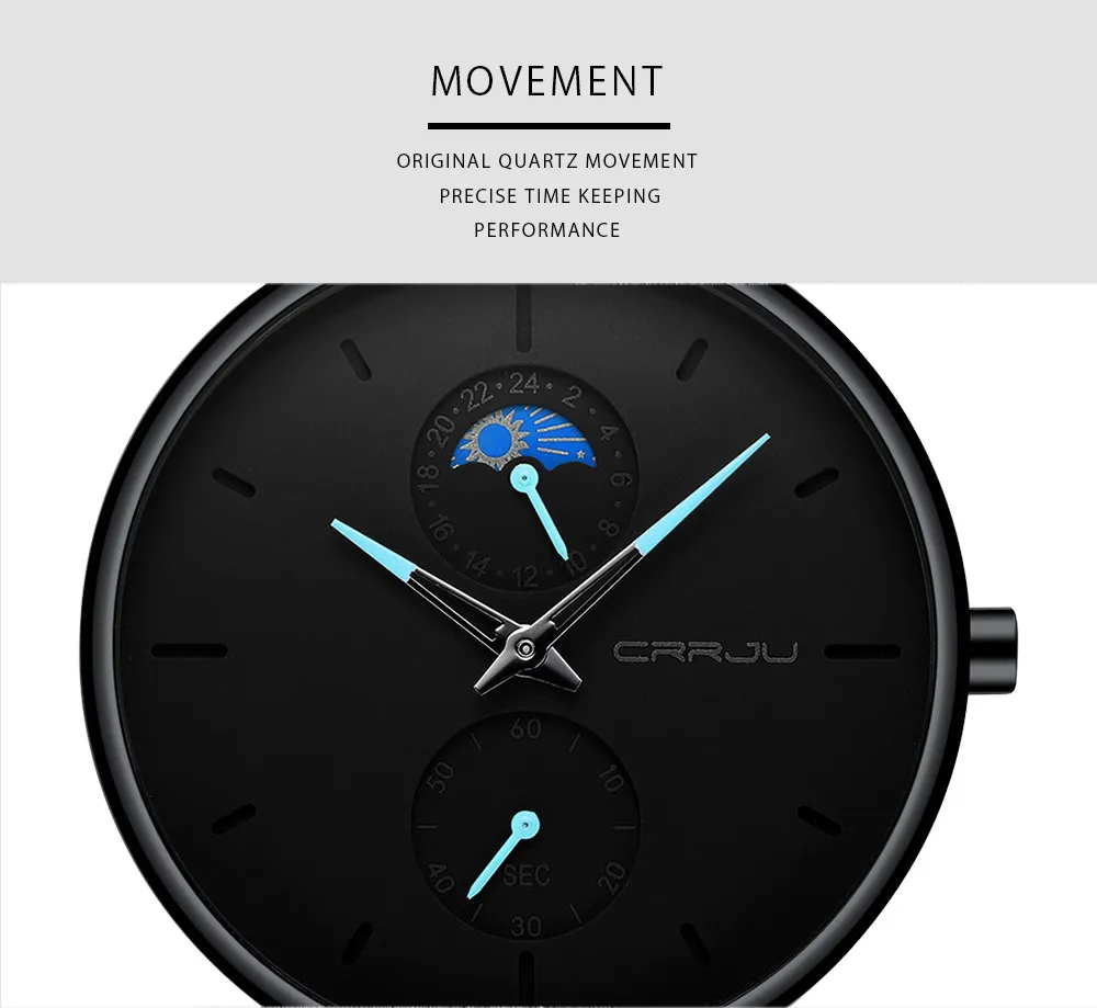 CRRJU Mode Herren Business Casual Uhren 24 Std. Einzigartiges Design Quarzuhr Mesh Wasserdicht Sport Armbanduhr238O