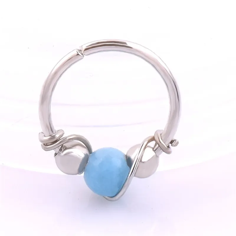 Fashion Turquoises Stainless Steel Nose Ring Nostril Hoop Stud Body Piercing Jewelry for Women348O