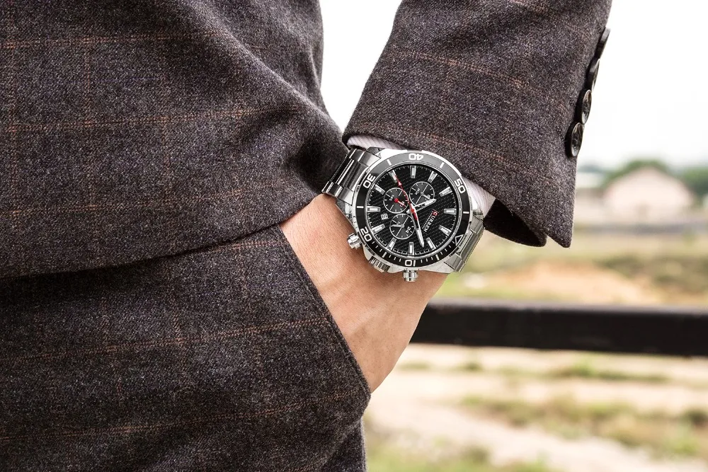 Montres pour hommes bracelet en acier inoxydable montre-bracelet à Quartz marque de mode CURREN chronographe et calendrier horloge masculine Reloj Hombre214u