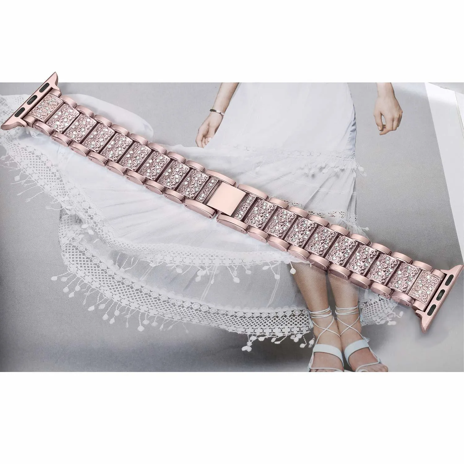 Pour Apple Watch Band 40mm 44mm 38mm 42mm Femmes Bande de diamant pour Apple Watch Series 4 3 2 1 Bracelet Iwatch Bracelet en acier inoxydable T190705