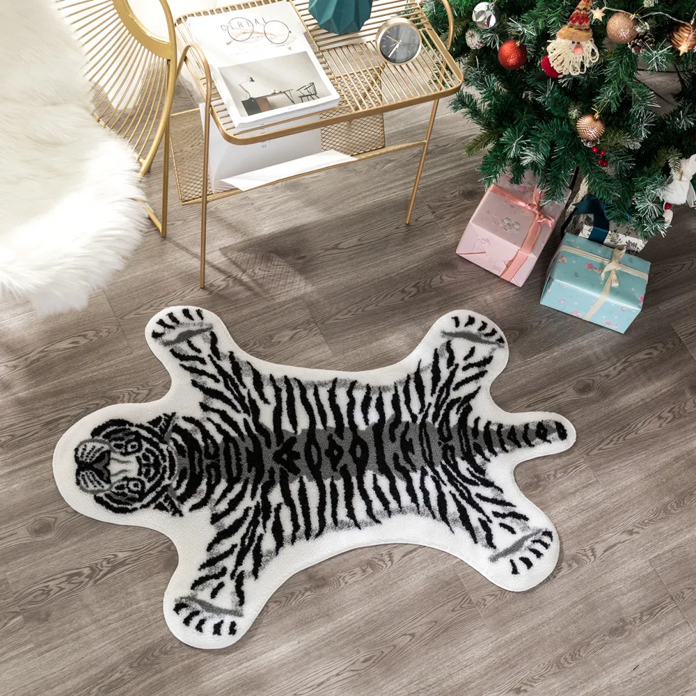 tiger printed Rug Cow Leopard Cowhide faux skin leather NonSlip Antiskid Mat Animal print Carpet240U