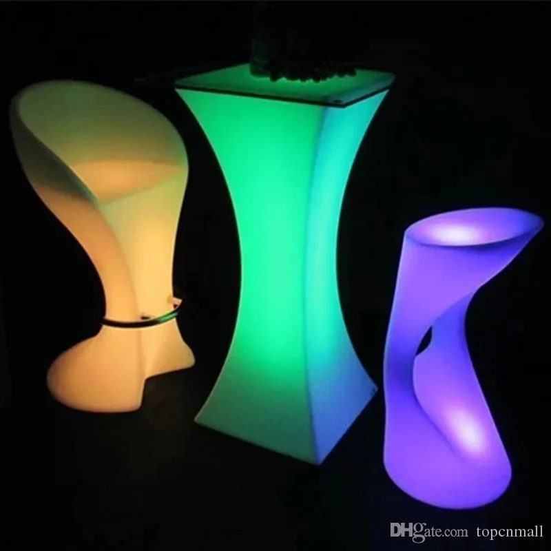 Nowy doładowy LED Luminous Cocktail Table Meble Wodoodporny świecący oświetlony stolik kawowy bar KTV disco zaopatrzenie 3356