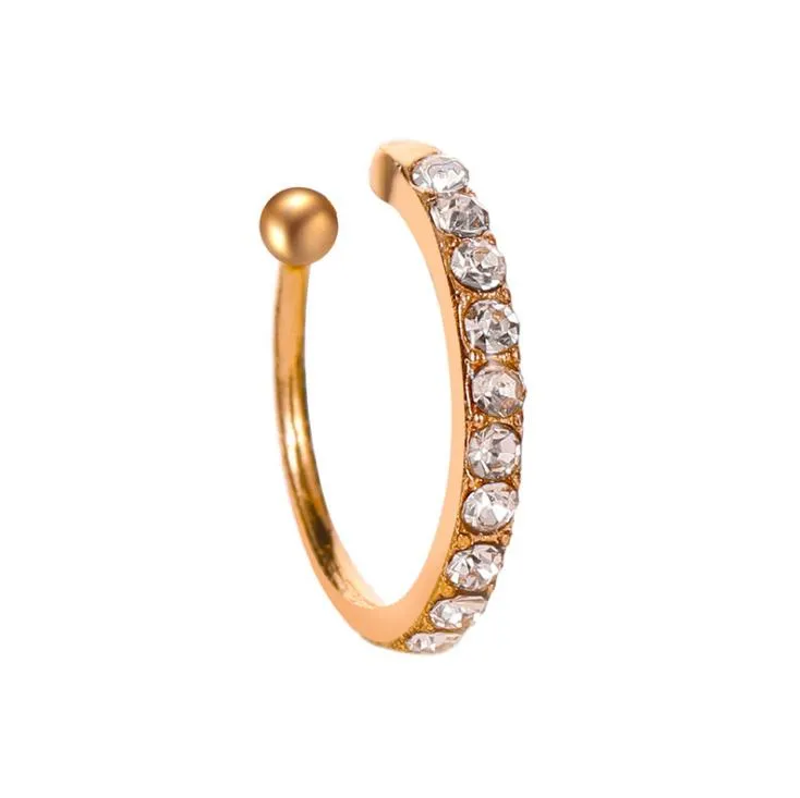 Tiny Ear Cuff, Dainty Conch Huggie CZ Non Pierced Diamond Nose Ring Fashion Jewelry Women Gift