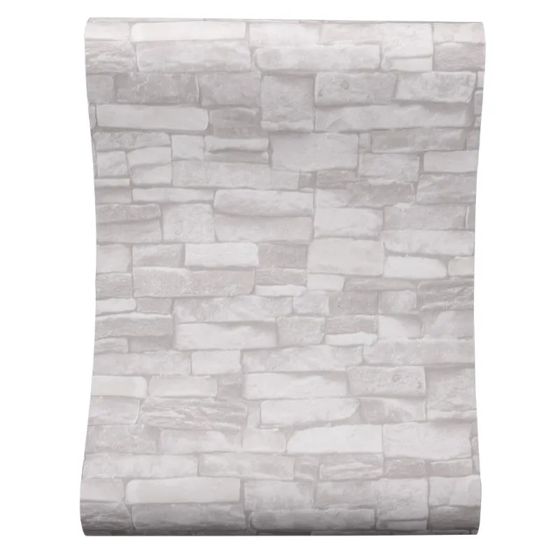 Кремово-белые серые винтажные обои из каменного кирпича для стен, рулонные искусственные 3D обои для гостиной, ресторана, нетканые обои249d
