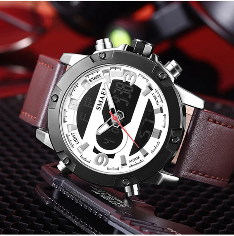 SMAEL Новые спортивные часы Водонепроницаемые настоящие кварцевые наручные часы с двойным дисплеем с большим циферблатом Модные крутые мужские 1320 цифровые часы со светодиодной подсветкой Men305f