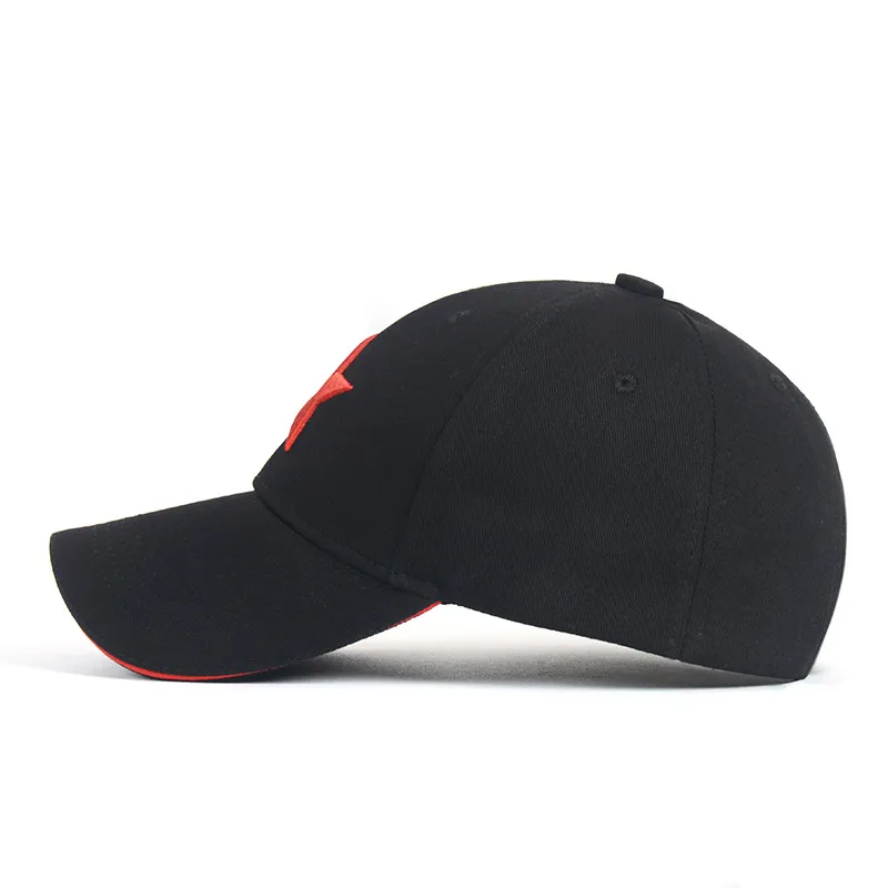 UNISEX Pamuk Beyzbol Kapakları Paydalı Kırmızı Beş Noktalı Yıldız Ayarlanabilir 6 Panel Snapback Gorras Teped Cap Sunshade Hat227t