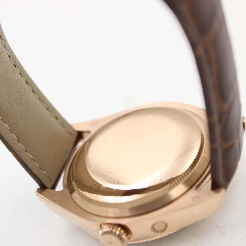 40 мм автоматические механические мужские часы с корпусом из розового золота, белым циферблатом, коричневым кожаным ремешком и субциферблатами GMT187s