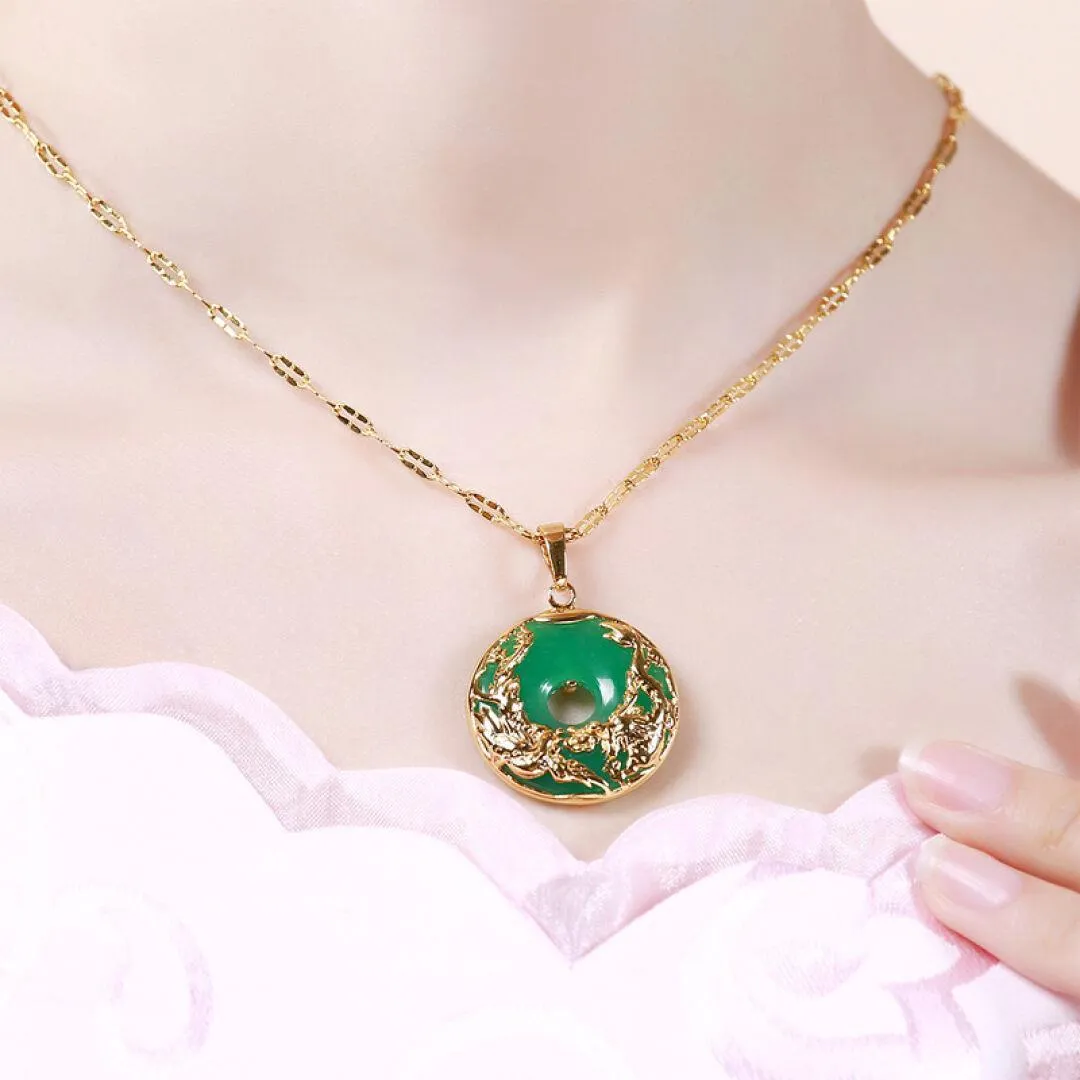 14K قلادة ذهبية الزمرد المعلقات للإناث الفاخرة Colgante de 925 Mujer Green Jade Emerald Pendant Topaz Gemstone Netlaces CX2210O