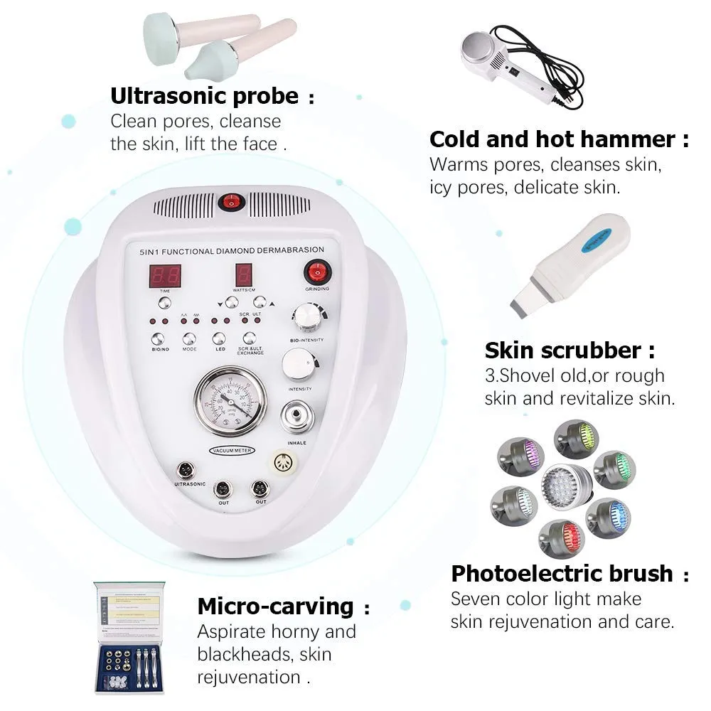 미용실 장비 다기능 피부 세정기 초음파 감기 및 뜨거운 한머 미세 박피기 기계