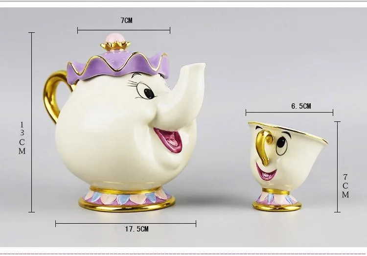 Cartoon Tee-Set Schönheit Und Teekanne Chip Tasse Set Schönes Geschenk Kreative Tee Milch Drinkware3236