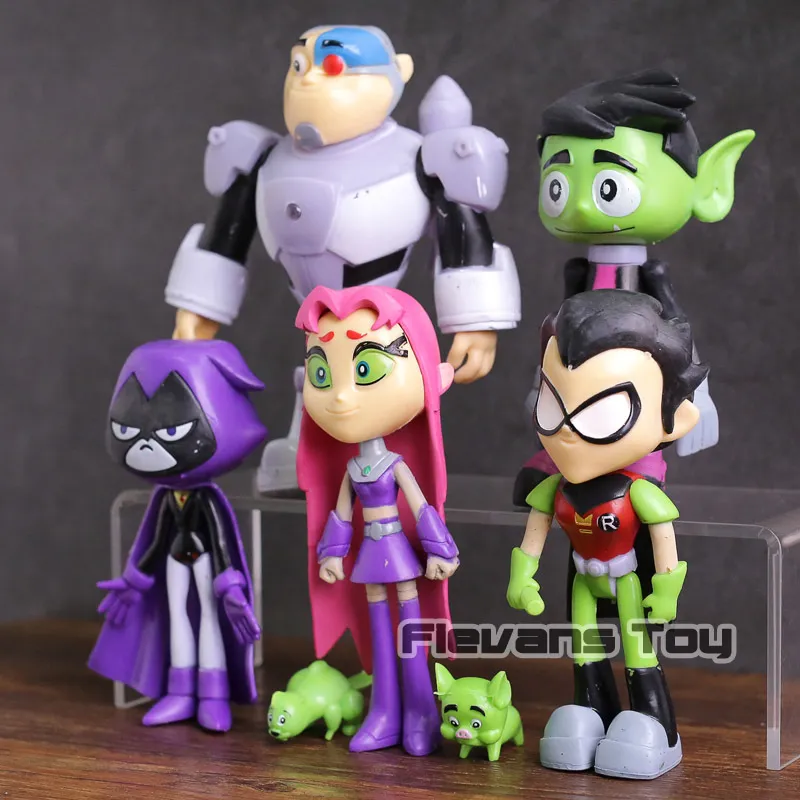 Teen Titans Go Robin Cyborg Beast Boy Starfire Raven Silkie Pvc Figurines Enfants Jouets Cadeaux / set C19041501