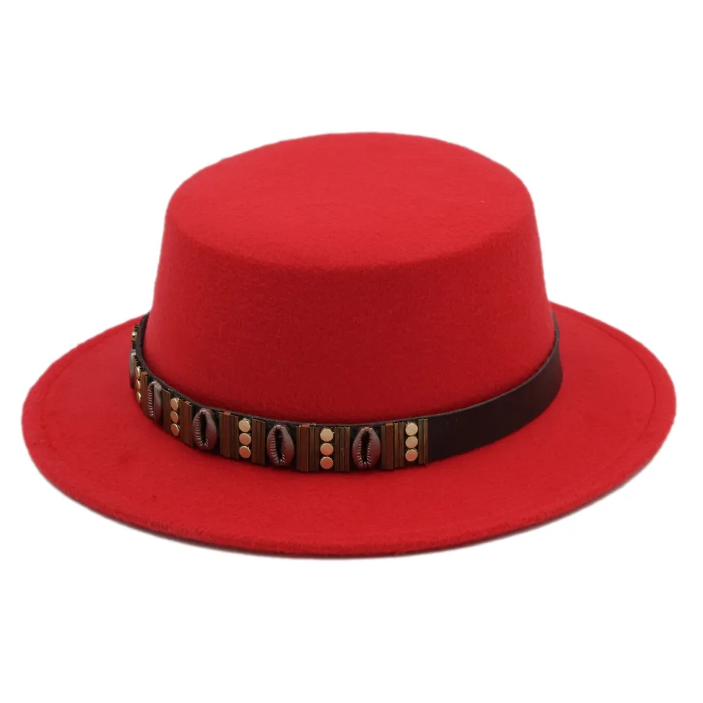 Kvinnor Män Pork Pie Hat Boater Flat Top Cap Sailor Bowler Derby Hat Ull Blendsize 56-58cm Vår Sommarfest Utomhus Beach Street