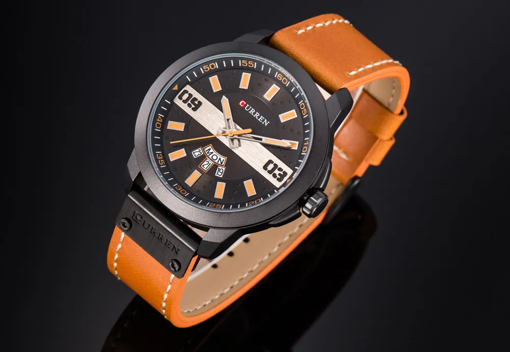 CURREN Mode-Business Männer Uhren Display Datum Woche Quarz Armbanduhr Wasserdichte Männliche Uhr Relogio Masculino Montre Homme3091