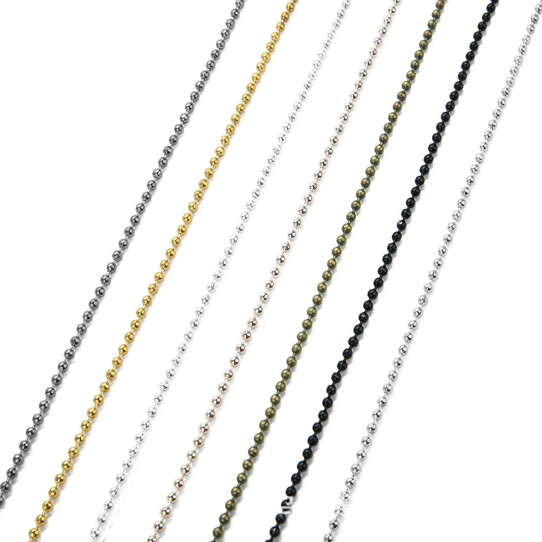 10 -krotnie szerokość rolki 2 mm metalowe łańcuchy kulkowe Naszyjnik Iron Srebrny Srebrny Brąz Brązowy Black Cain Instalacje do wykonania biżuterii DIY250s