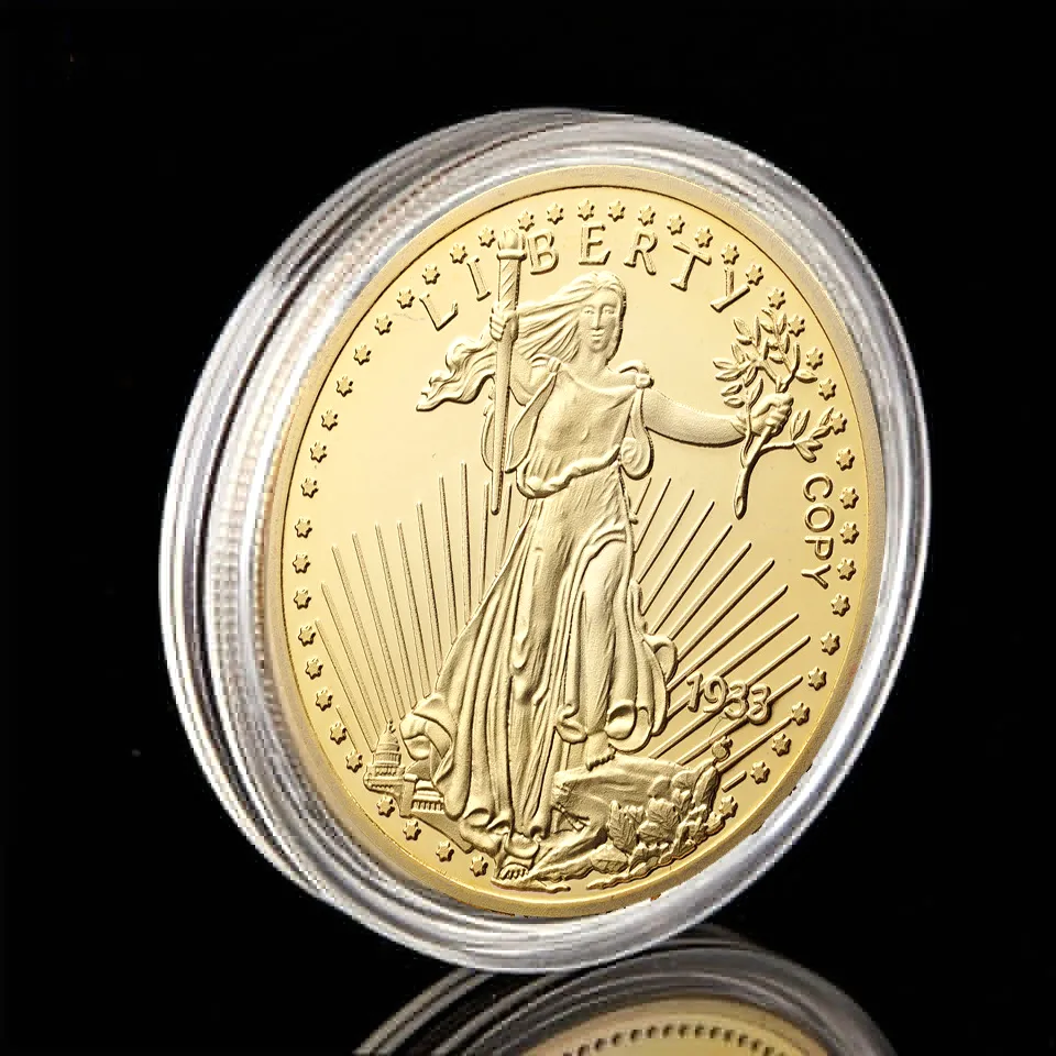 10шт 1933 г. Золотые монеты Liberty Craft Соединенные Штаты Америки двадцать долларов в Боге мы доверяем Challenge Memborative US Mint Coin6127411