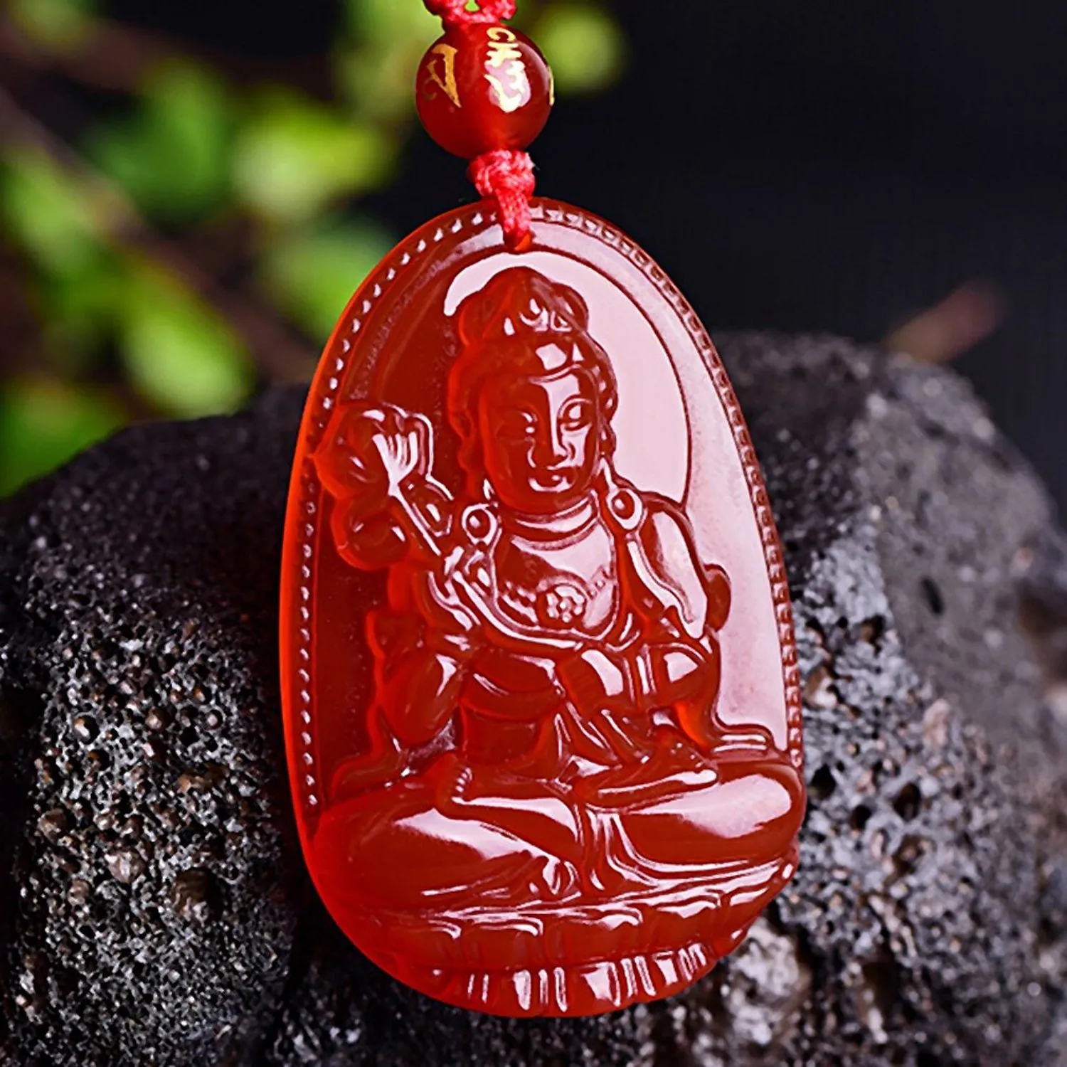 Biżuteria C1lint Buddha Wisiant Naszyjnik Bodhisattva Amulet Talizman wykonany z Agate Cleate Red Green 186E3662692