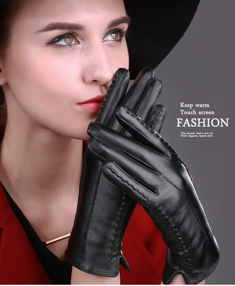 2019 New Elegant Women Leather Gloves الخريف والشتاء الحراري القفازات العصرية بالإضافة إلى fluff267l