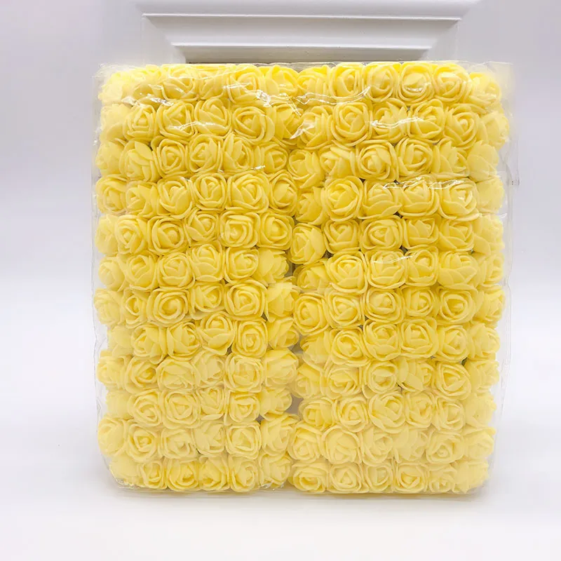 Mini roses artificielles en mousse de 2cm, 144 pièces, Bouquet de roses multicolores, décoration florale de mariage, Scrapbooking, Fake273h