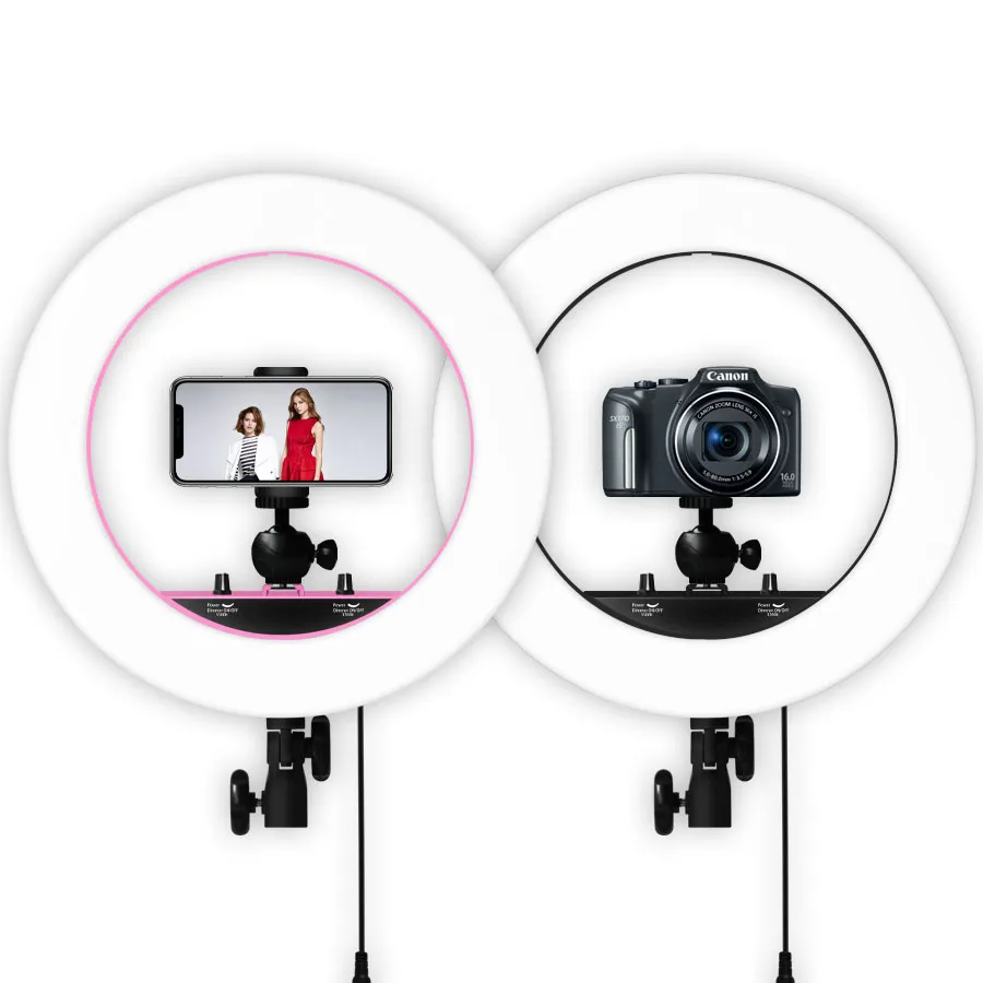 Popular 14 polegadas Studio Dorming Anel luz com titular do telefone da câmera para vlog youtube beleza selfie vídeo fotografia luzes
