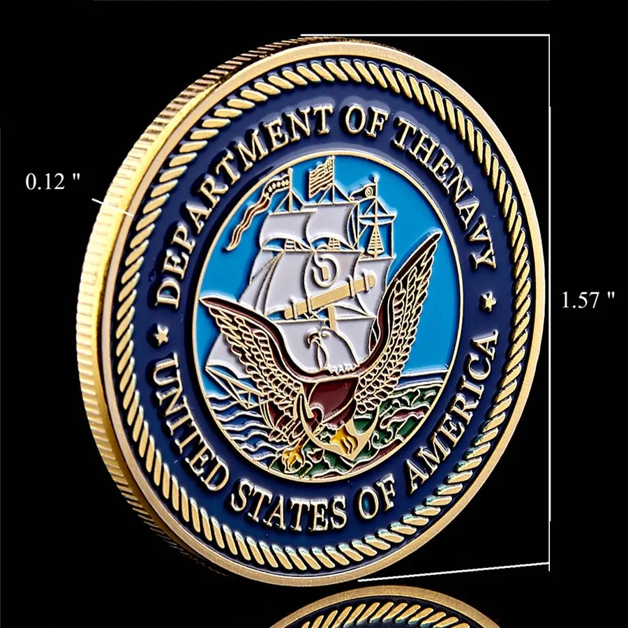 Military Challenge Coin Craft American Department Of Navy Army 1 oz Gold Plated Badge Metal Crafts WCapsule3329862