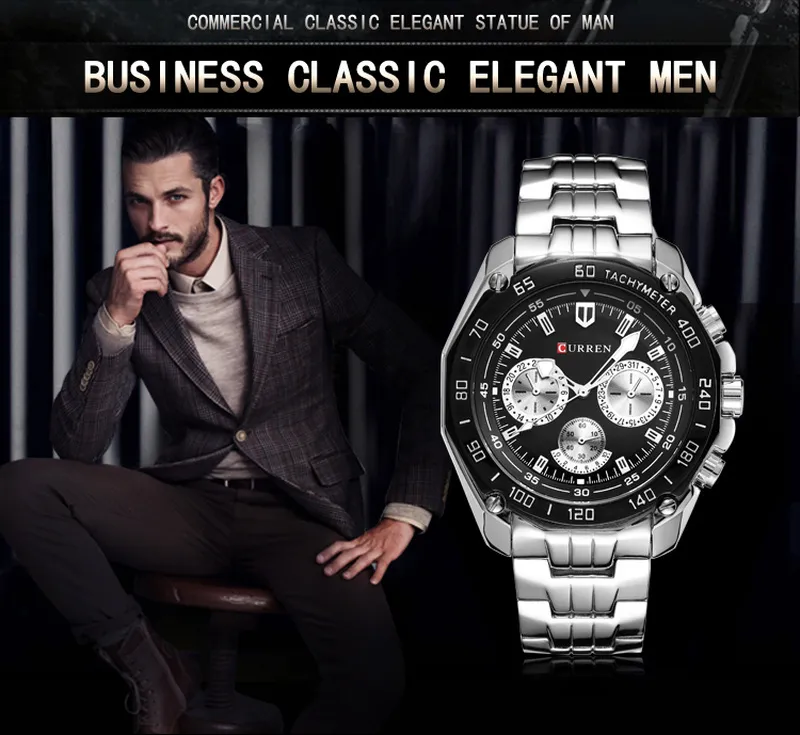 2020 CURREN 8077 Selling Mens Watches Analog Quartz Business Classic Trendy Stainless Steel Men Watch OEM montre de luxe239M