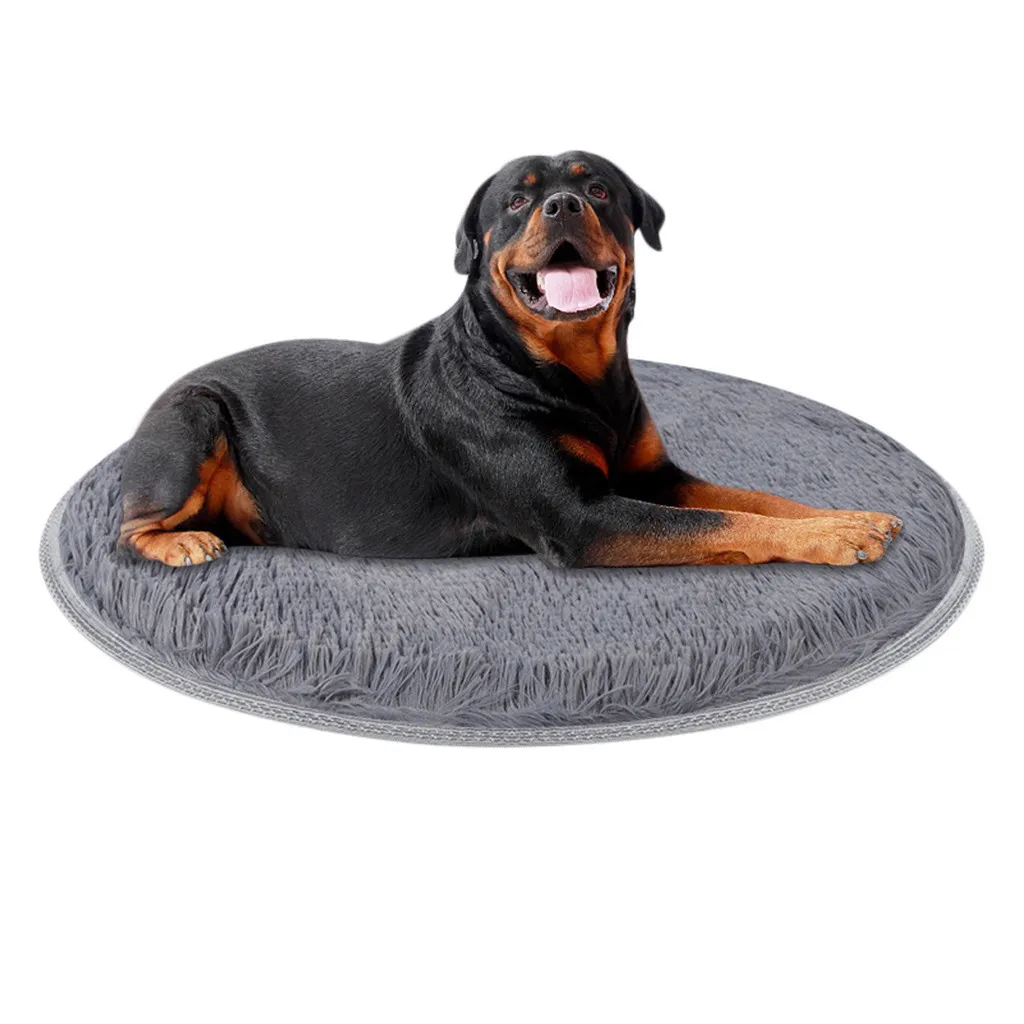 Mascota perro cachorro gato perrera almohadilla cama cojín Coral polar estera cálida suave manta cama para perro redonda camas para perros grandes lavable 202M