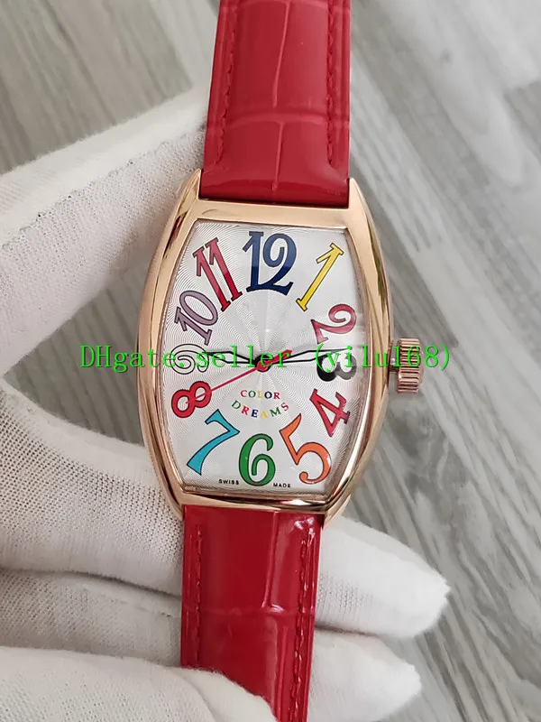 Wysokiej jakości damski kolor kwarcowy zegarek 7851 sc 33 mm dial-upe różowe złoto case czerwony skórzany obserwat Sport Pintle205J