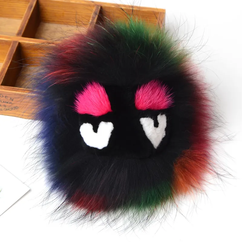 New Fashion trendy luxury designer cute lovely hand made fur little moster cartoon handbag charm car keychains298Y