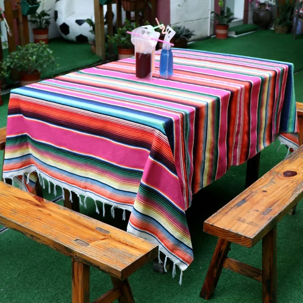 Ourwarm fiesta temalı doğum günü partisi dekorasyonları serape masa koşucusu Meksika düğün partisi için kağıt fanını hissediyorum241L