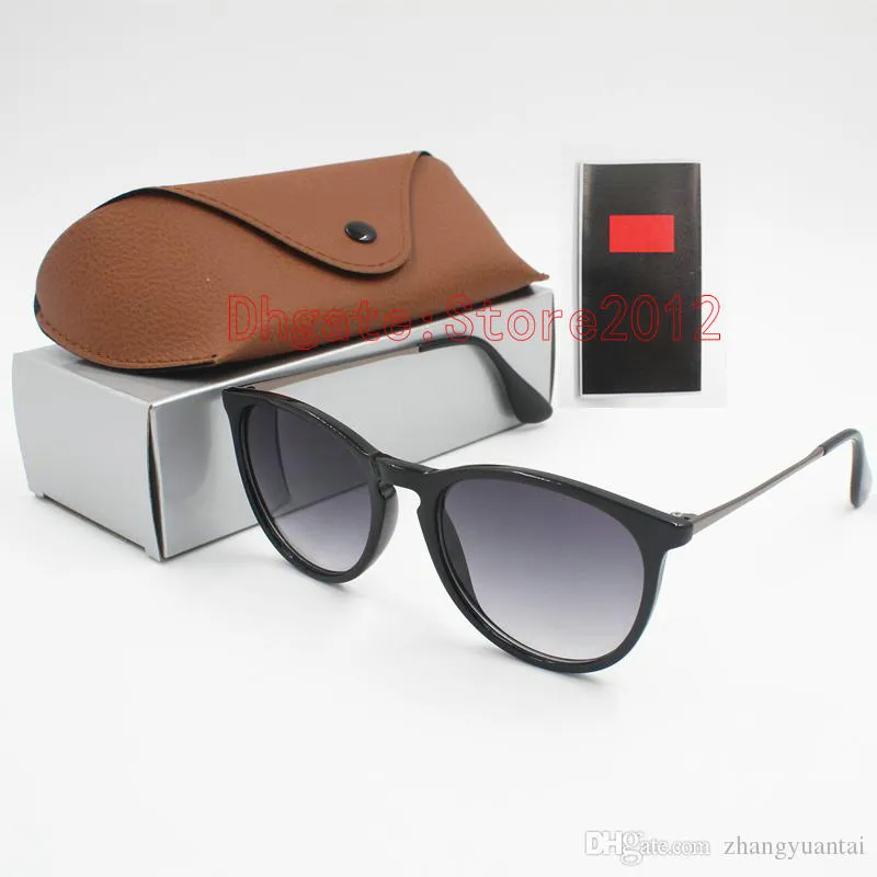 Nouvelle mode lunettes de soleil rondes lunettes de soleil lunettes de soleil marque de créateur cadre en métal noir lentilles en verre foncé pour hommes femmes meilleur marron C283a