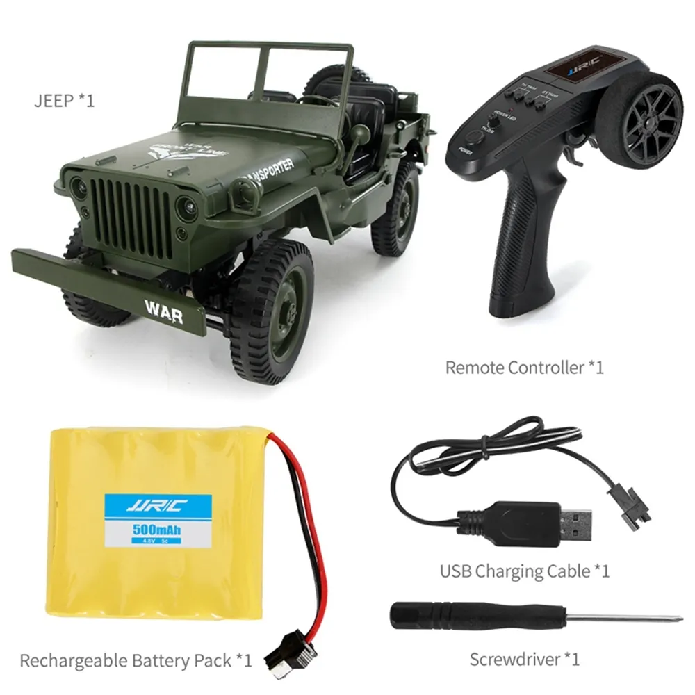 110 RC CAR 24G 4WD Fjärrkontroll Jeep Toys Fourwheel Drive Offroad Military Climbing Car Army Diecast Cars Militärfordon T7611932