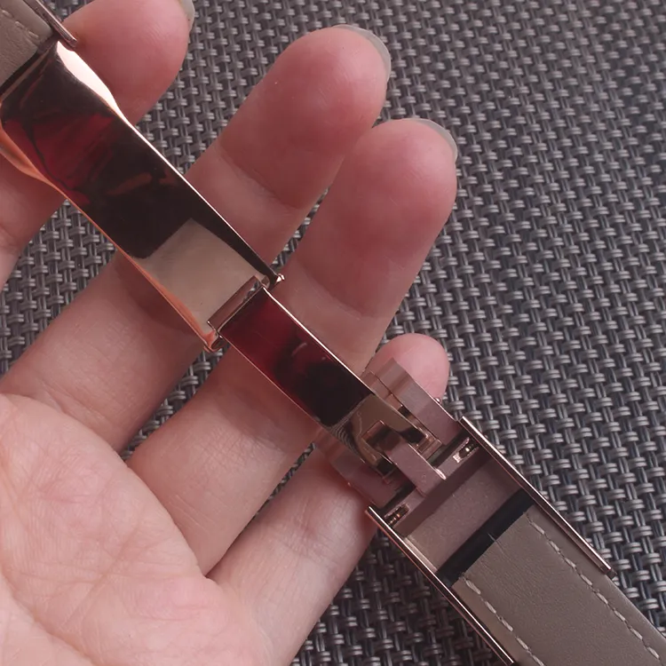 Bracelets de montre en cuir de peau d'alligator véritable noir bracelet de montre 20mm bracelet de montre sans boucles pour Rol334m