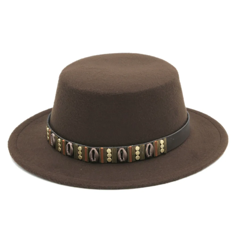 Kvinnor Män Pork Pie Hat Boater Flat Top Cap Sailor Bowler Derby Hat Ull Blendsize 56-58cm Vår Sommarfest Utomhus Beach Street