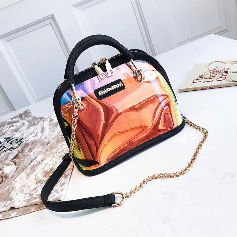 Chaînes en plastique PVC Sac transparent Candy Jelly Clear Beach Sacs Composite Sac Set Handbag Femmes Clutch Purse209T