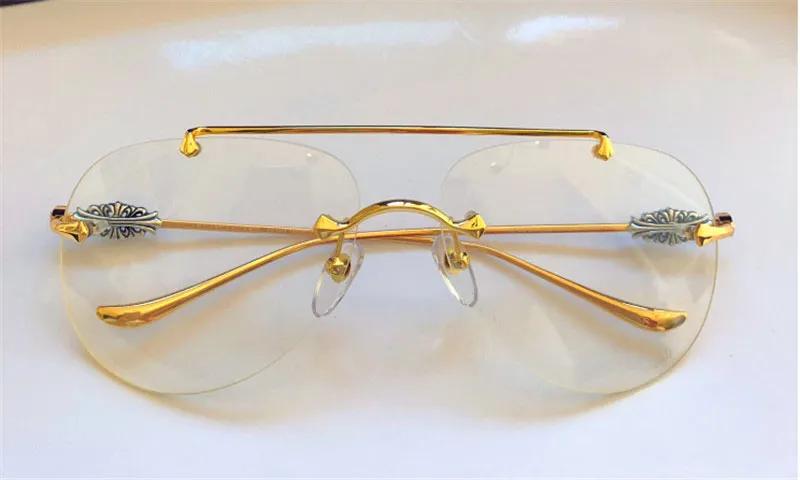 Yeni Moda Çerçevesi Tasarımı Şeffaf Gözlük Stavins v Çerçevesiz Pilot Retro Clear Lens Basit Popüler Optik Gözlük185L