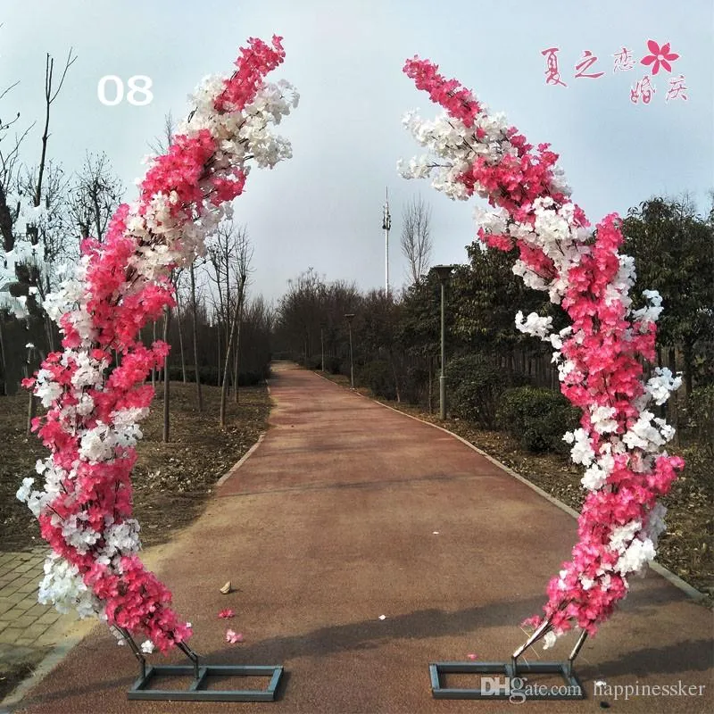 2 5M artificielle cerisier fleur arc porte route plomb lune arc fleur cerisier arches étagère carré décor pour fête mariage toile de fond 293F