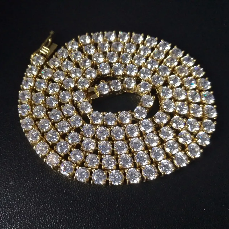 Collier chaîne de Tennis en or et diamant pour hommes, Hip Hop, chaînes scintillantes glacées, bijoux en acier inoxydable et argent, colliers 287i