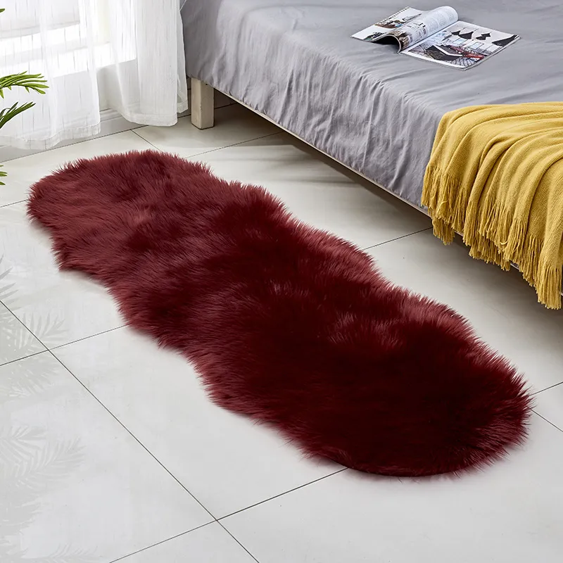 Woonkamer Pluche Vloer Tapijten Mats Kinderkamer Faux Bont Area Rug Carpet Effen Pluizig Zacht Shaggy Tapijt Kunstmatige Schapenvacht Harig T200111