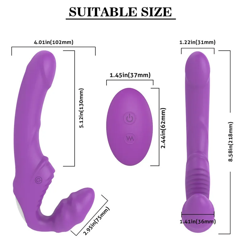 Strapless Strapon Dildo Vibrator voor koppels Vrouwen Dubbele vibrerende G Spot volwassen seksspeelgoed voor lesbische afstandsbediening USB Vibrator Y1492143