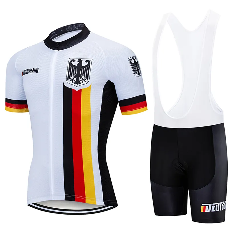 2022 Pro Team Germany Summer Cycling Jersey 9D Bib Set Mtb Uniform Red Bicycle Clothing Quick Dry Bike Wear Ropa Ciclismo Gel Pad201y