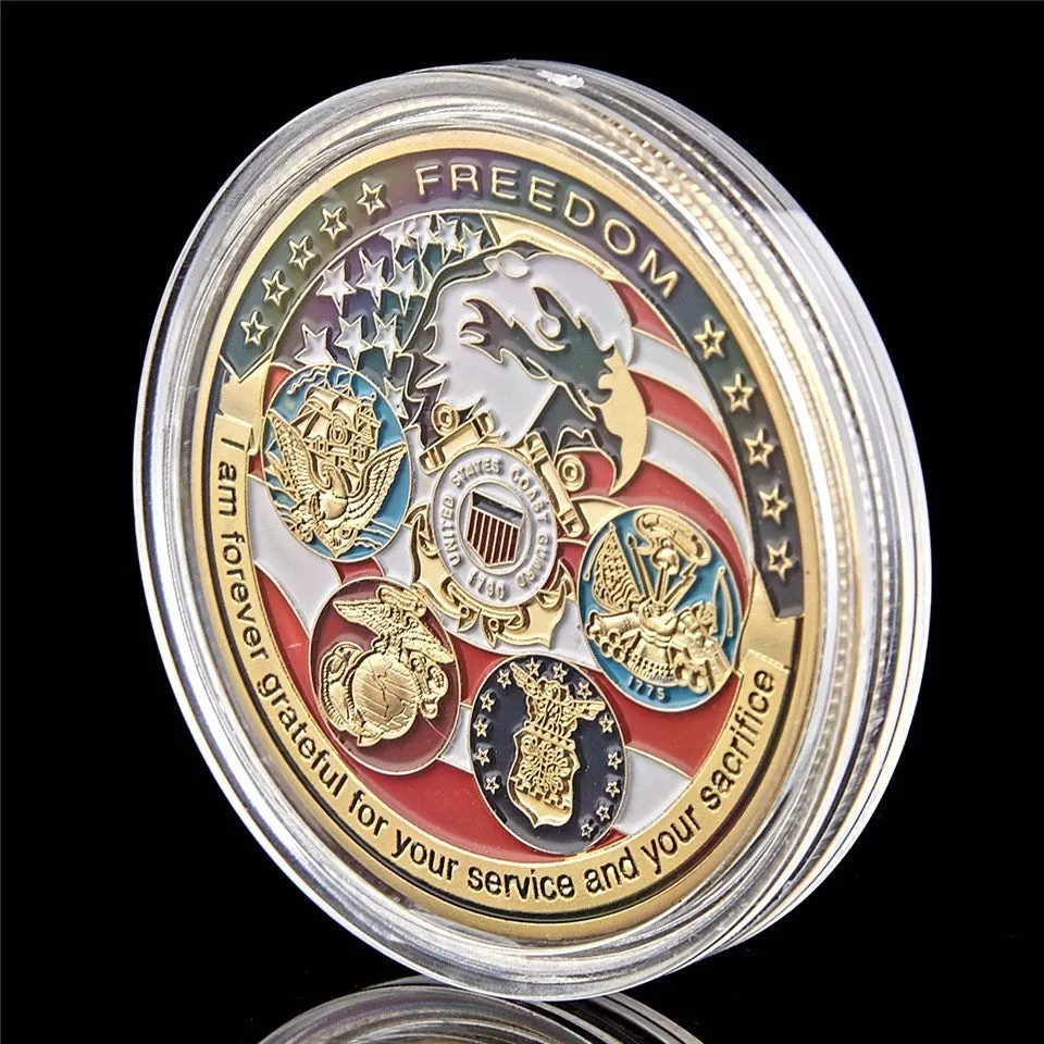 USA Navy USAF USMC Army Craft Coast Guard American Eagle Totem Gold Military Medal Challenge Coin8494107