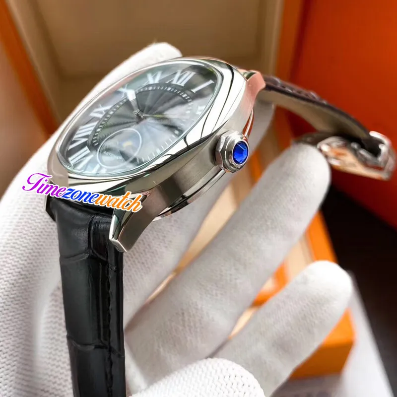 New Drive WSNM0008 Автоматические мужские часы с фазой Луны Стальной корпус Черный текстурированный циферблат Белый римский маркер Черный кожаный ремешок Timezonewa342R